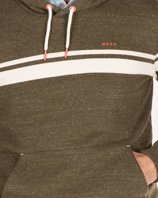 Grüner Kapuzenpullover mit weißem Streifen - Jacket Army