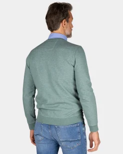 Grüner Pullover mit Schriftzug auf der Brust - Pebble Green