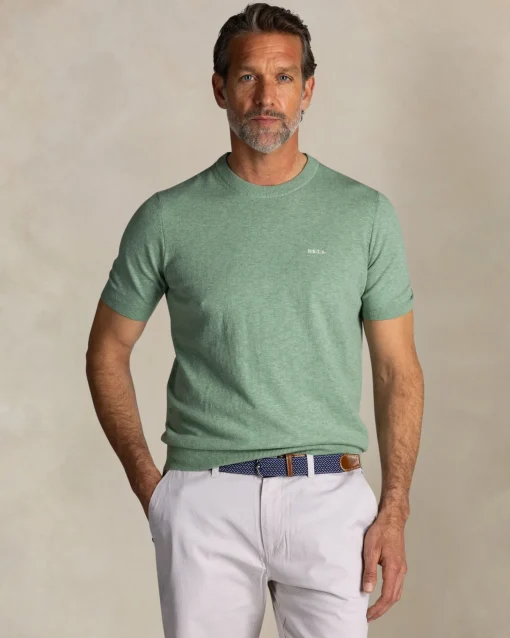Grünes Baumwollstrickshirt