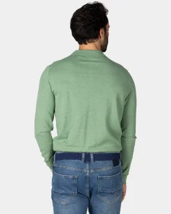 Grünes Langarm-Poloshirt