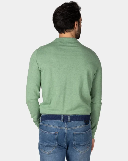 Grünes Langarm-Poloshirt