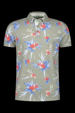 Grünes Polo mit Blumendruck - Misty Army