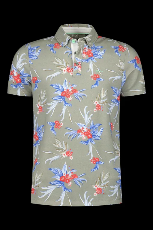 Grünes Polo mit Blumendruck - Misty Army