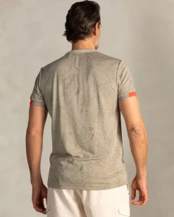 Grünes T-Shirt mit Rundhalsausschnitt und Blattmuster