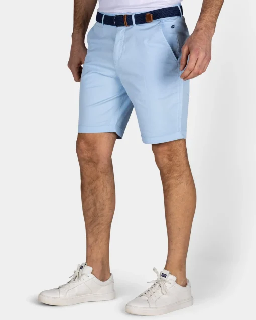 Hellblaue Baumwoll-Chino-Shorts