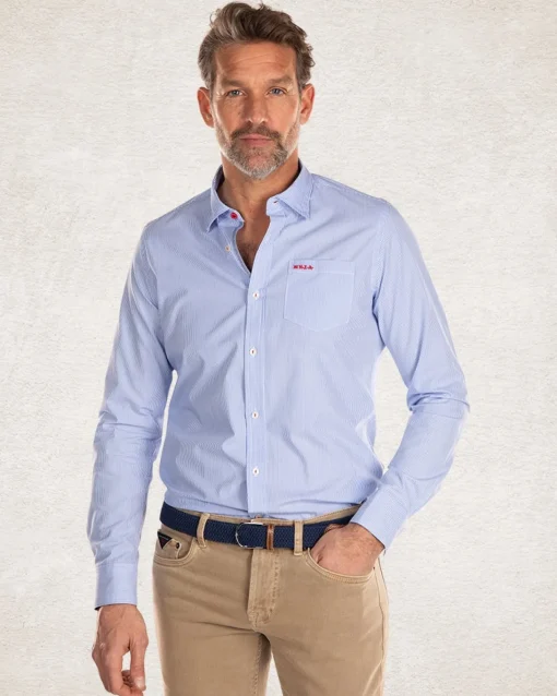 Hellblaues Baumwollhemd mit langen Ärmeln - liGht Blue