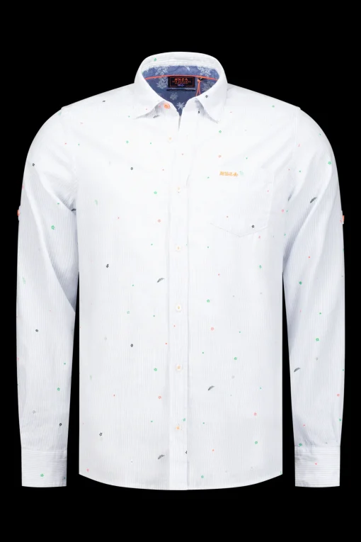 Hellblaues Hemd mit Blattdruck - Light Blue