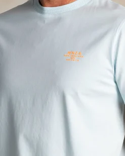 Hellblaues unifarbenes Baumwoll-T-Shirt mit Rundhalsausschnitt