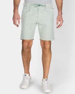 Hellgrüne gestreifte Chino-Shorts
