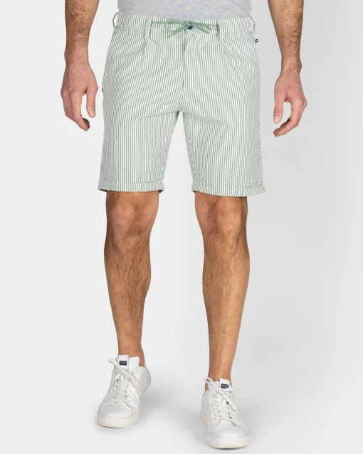 Hellgrüne gestreifte Chino-Shorts