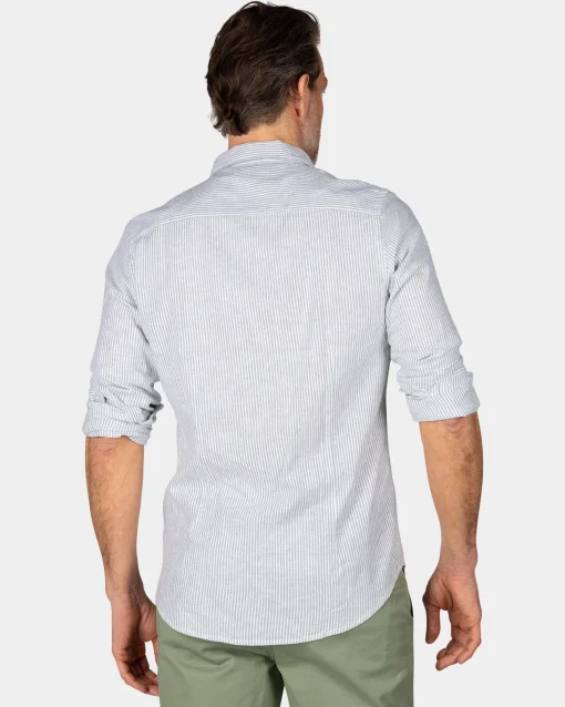 Hellgrünes Leinenhemd mit Elasthan