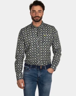 Hemd aus Leinen mit Blumendruck - Country Yellow