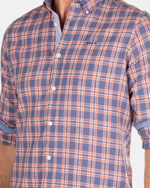 Kariertes blau-rosa Hemd - Dusk Navy