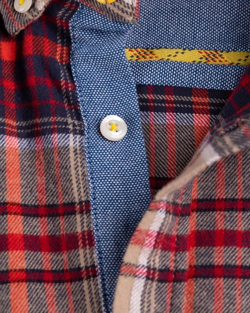 Kariertes Flanellhemd - Orange Multicolour