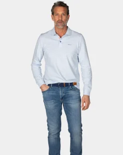 Langarm-Poloshirt aus blauer Baumwolle