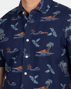 Marineblaues Hemd mit Sommerdruck - Ocean Navy