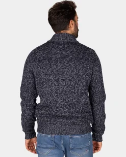 Mélierte marineblaue Wolljacke - Winter Navy