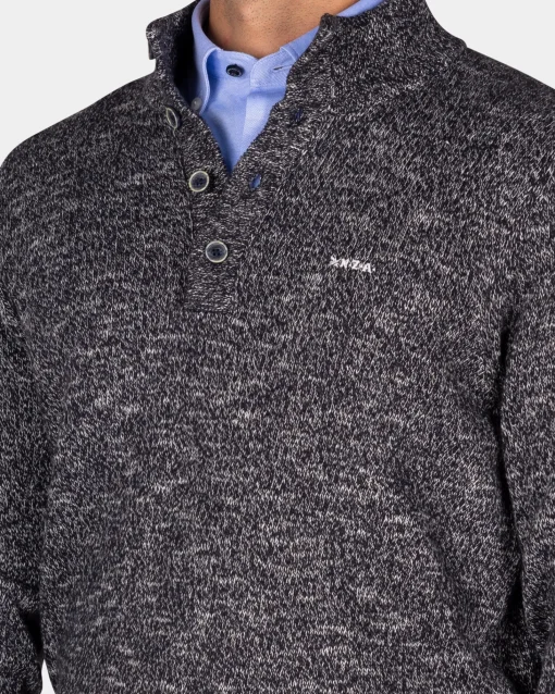 Mélierter dunkelblauer Pullover - Winter Navy