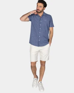 Navy Hemd mit kleinen rosa Prints