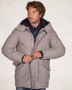 Parkajacke aus Canvas Kapuze - Tar grey