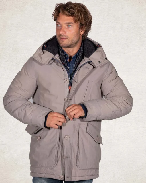Parkajacke aus Canvas Kapuze - Tar grey