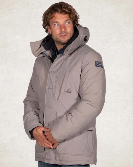 Parkajacke aus Canvas Kapuze - Tar grey