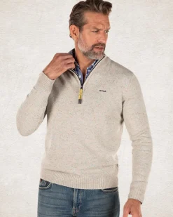Pullover mit halbem Reißverschluss und Wolle - Shadow White