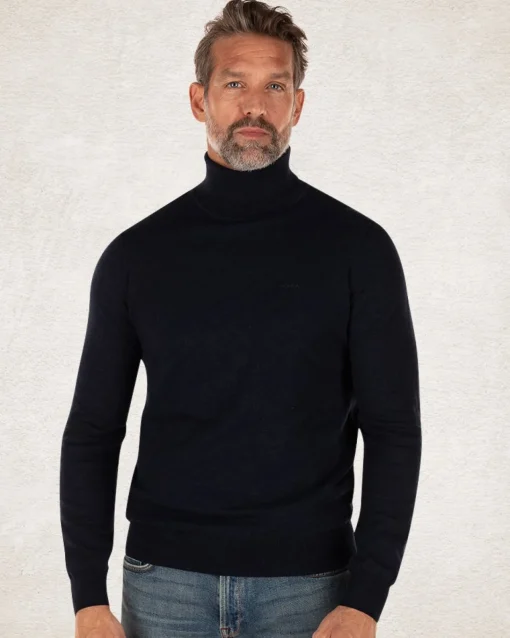 Rollkragenpullover aus Baumwolle - Charcoal Navy