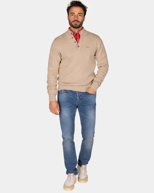 Sandfarbener Pullover mit Knöpfen - Shimmering Sand