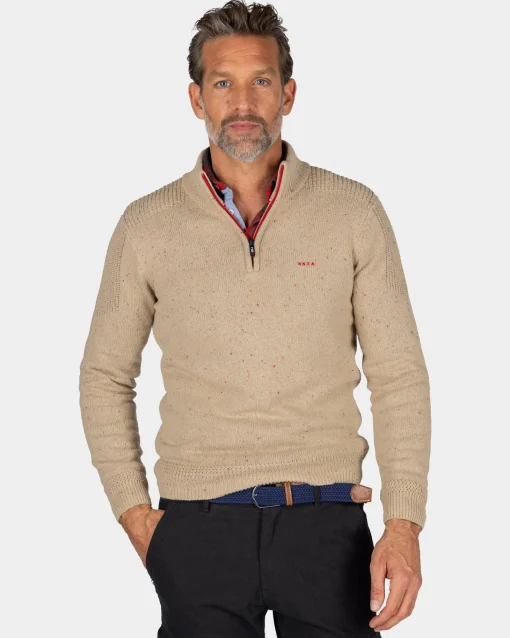 Sandfarbener Pullover mit halbem Reißverschluss - Shimmering Sand