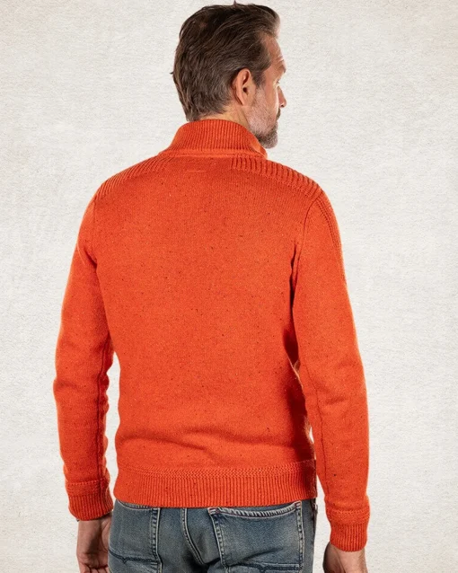 Schlichter Pullover mit halber Knopfleiste - Ginger Orange