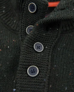 Schlichter Pullover mit halber Knopfleiste - Crushing Green