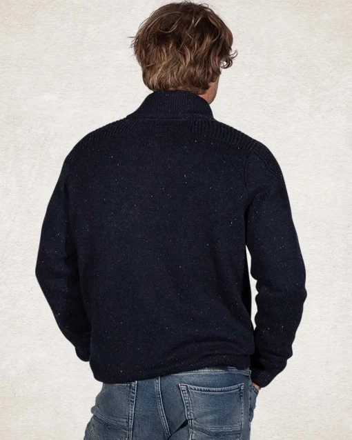 Schlichter Pullover mit halber Knopfleiste - Pitch Navy
