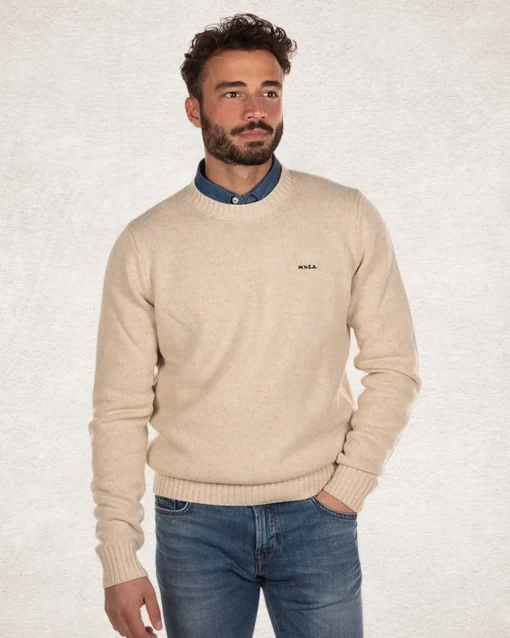 Schlichter Pullover mit Rundhalsausschnitt aus Wolle - Milky Ecru