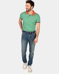 Sportliches Uni-Polo - Amazon Green