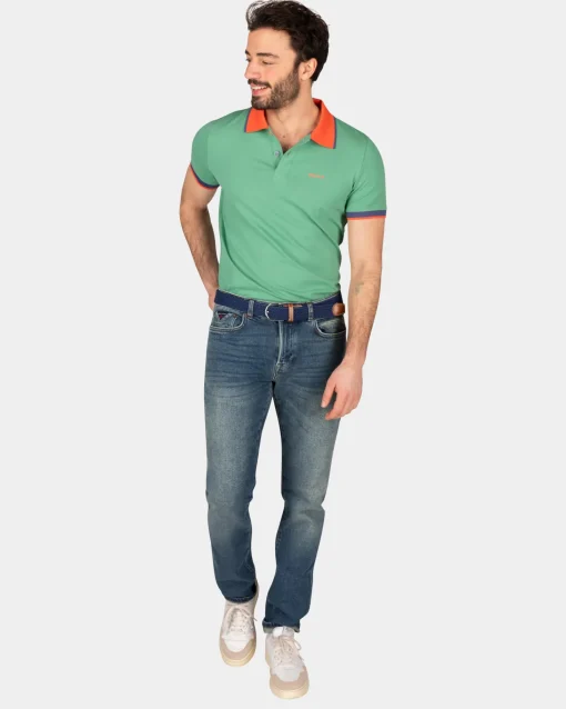 Sportliches Uni-Polo - Amazon Green