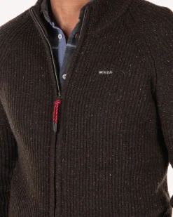 Strickjacke aus Baumwolle und Wolle - Smoked Green