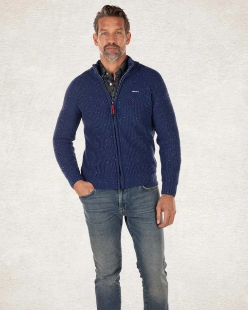 Strickjacke aus Baumwolle und Wolle - Bright Water Blue