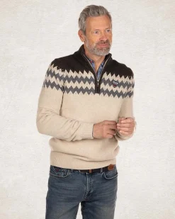 Strickpullover mit halbem Reißverschluss - Milky Ecru