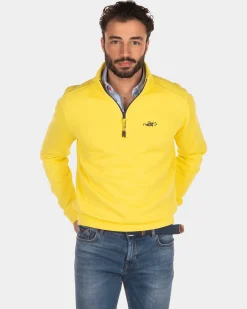 Sweatshirt mit halbem Reißverschluss aus Baumwolle - Country Yellow