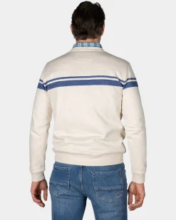 Weißer Pullover mit hellblauen Streifen